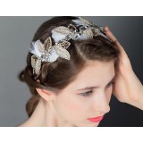 Crown white feather bridal headwear