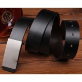 Male smooth leather belt buckle Leather belt for men