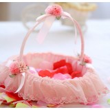 Pink lace flower girl baskets