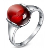 Sterling silver natural agate high-end women's ring