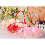 Wicker + lace Flower Girl Baskets